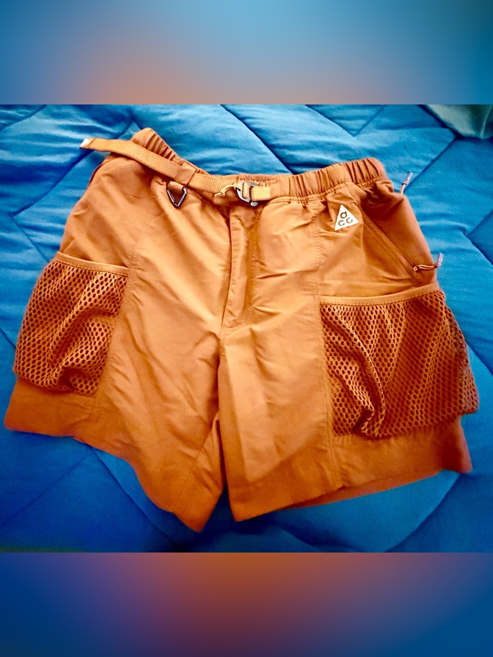 Nike ACG Burnt Orange Cargo Shorts with Mesh Pockets